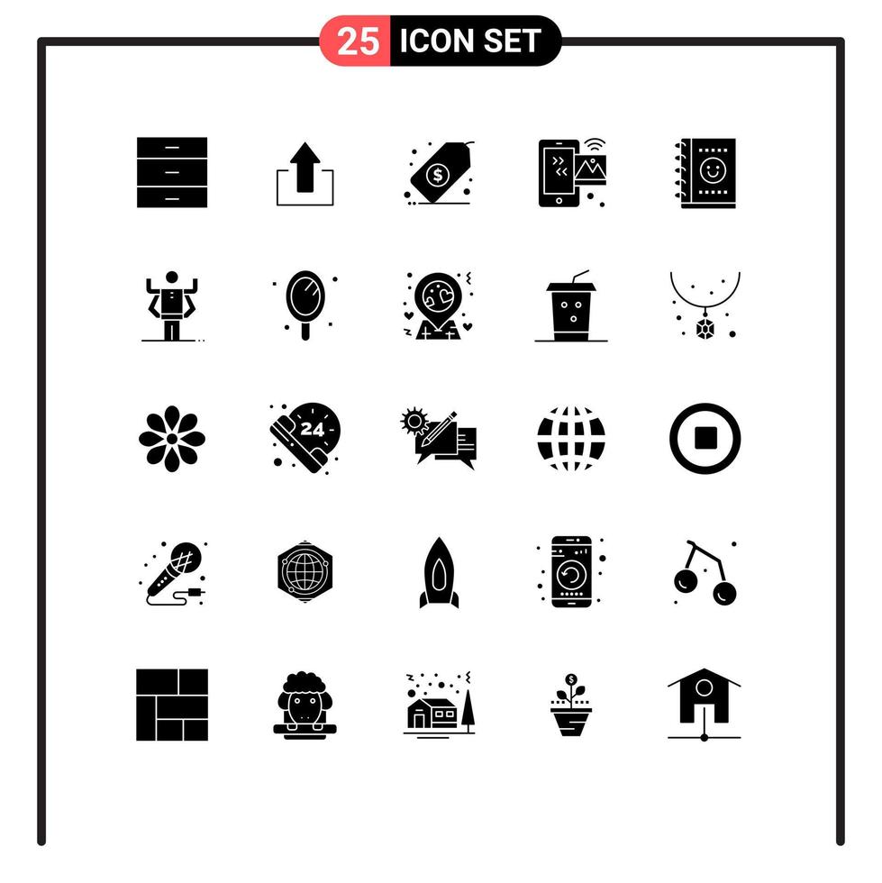 symboles d'icônes universels groupe de 25 glyphes solides modernes de cahier iot affaires internet des objets image éléments de conception vectoriels modifiables vecteur