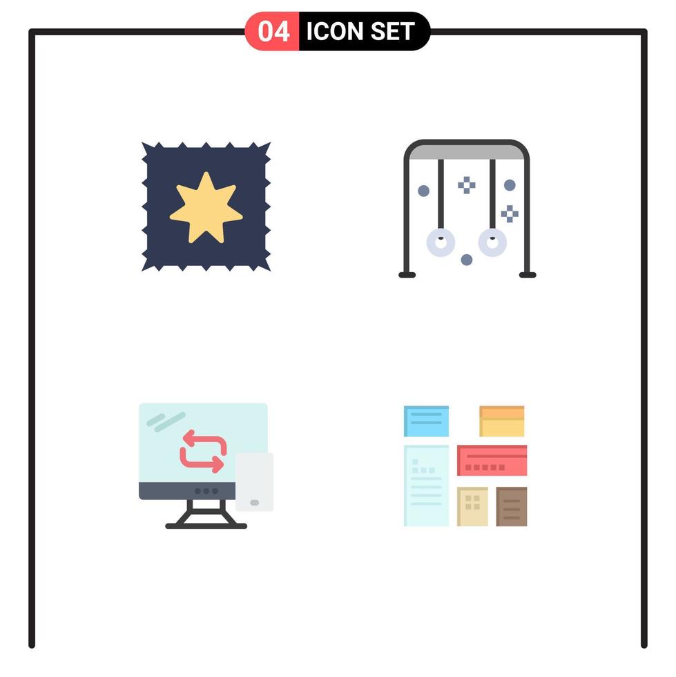 ensemble de pictogrammes de 4 icônes plates simples d'éléments de conception vectoriels modifiables natifs du parc de mise en réseau pour bébé vecteur