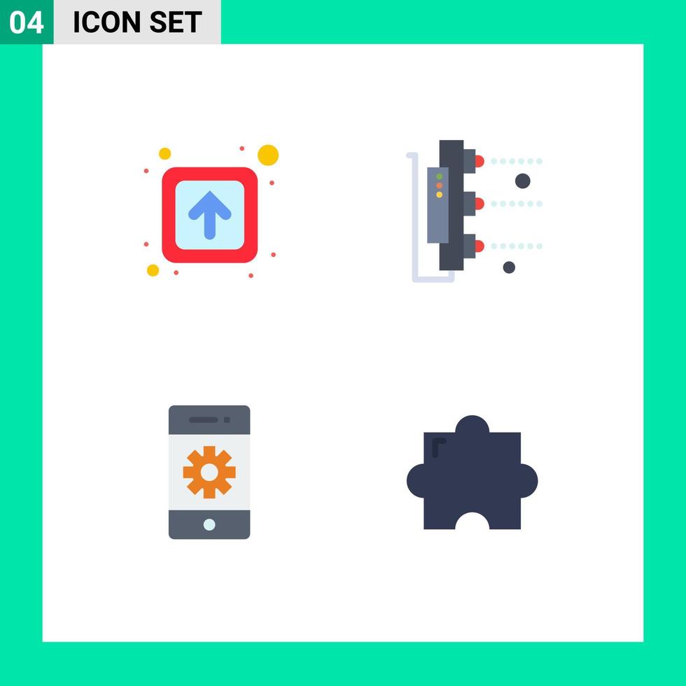ensemble de 4 packs d'icônes plates commerciales pour les panneaux de communication fléchés paramètres de la machine éléments de conception vectoriels modifiables vecteur
