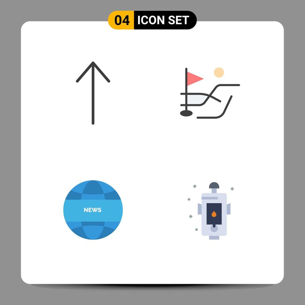 pack d'interface utilisateur de 4 icônes plates de base du champ de danger de flèche éléments de conception vectoriels modifiables d'urgence de l'actualité mondiale vecteur