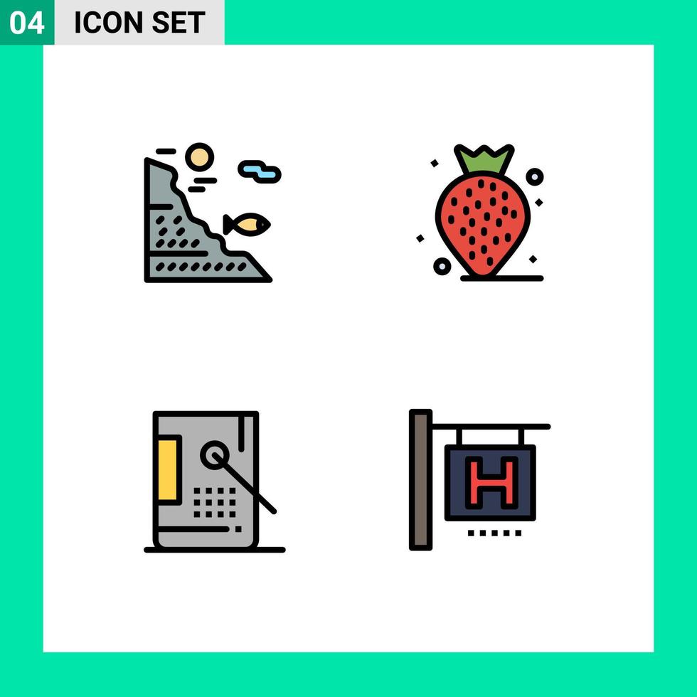 pack d'icônes vectorielles stock de 4 signes et symboles de ligne pour le sous-codage des éléments de conception vectoriels modifiables de développement de fraise rock vecteur
