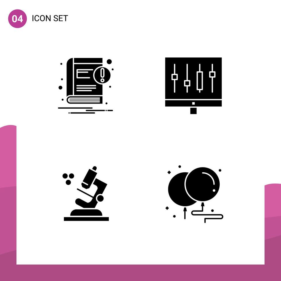 pack d'icônes vectorielles stock de 4 signes et symboles de ligne pour les éléments de conception vectoriels modifiables de science des données de notification de biologie de livre vecteur