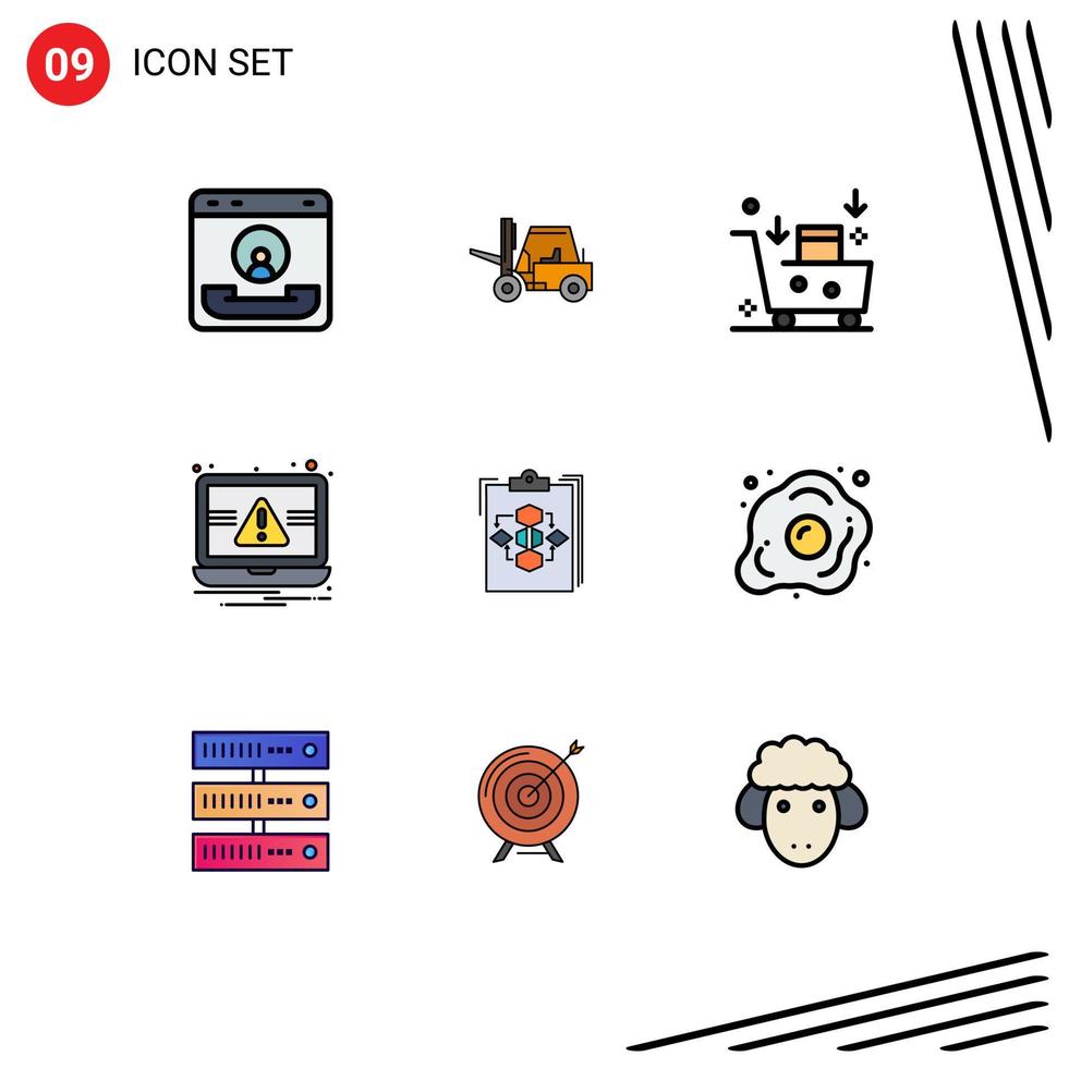 ensemble de 9 symboles d'icônes d'interface utilisateur modernes signes d'alerte ordinateur portable transport essentiel emailing éléments de conception vectoriels modifiables vecteur