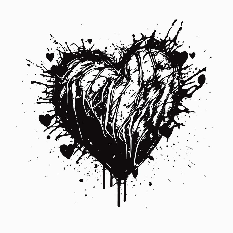 coeur icône coeur dessiné à la main signe - dessin au pinceau calligraphie coeur symbole coeur noir - illustration vectorielle de coeur dessin animé vecteur