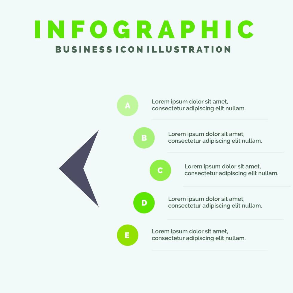 flèche arrière signe solide icône infographie 5 étapes présentation arrière-plan vecteur