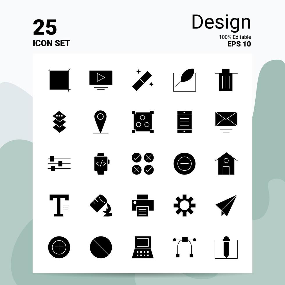 25 jeu d'icônes de conception 100 eps modifiables 10 fichiers idées de concept de logo d'entreprise conception d'icône de glyphe solide vecteur