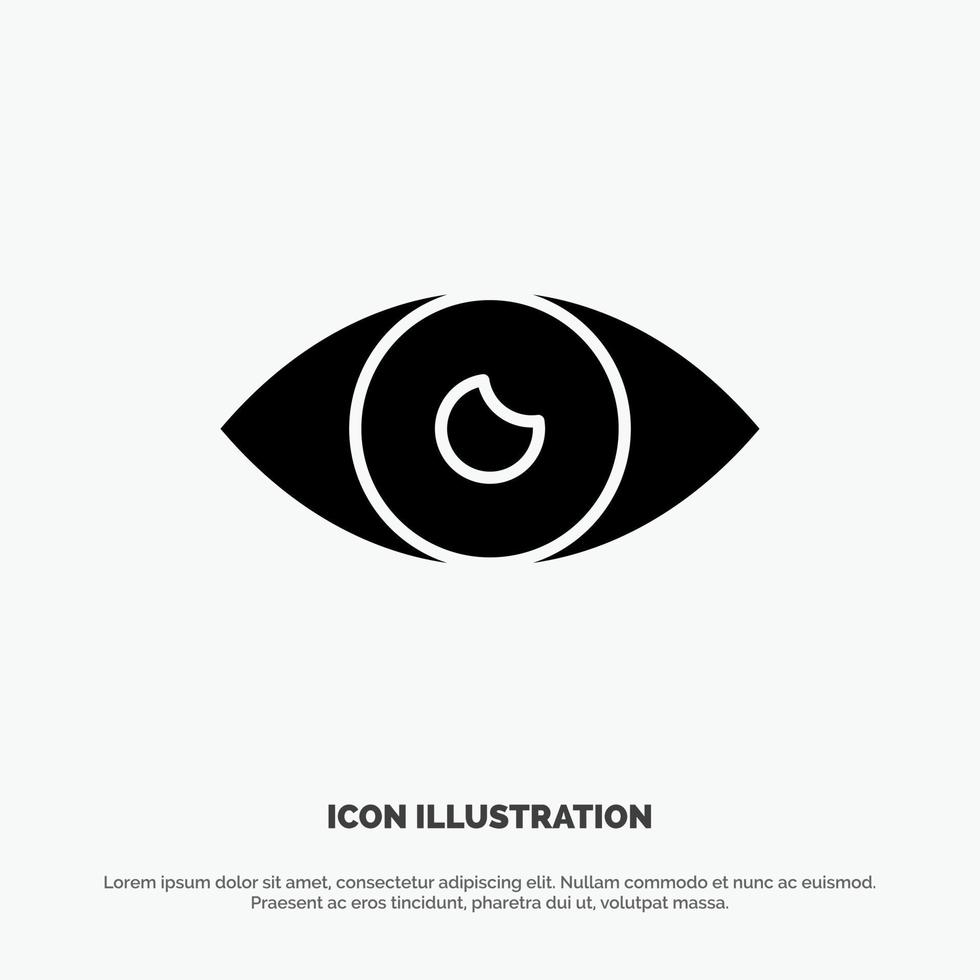 conception d'icône de base d'application vecteur d'icône de glyphe solide mobile oeil