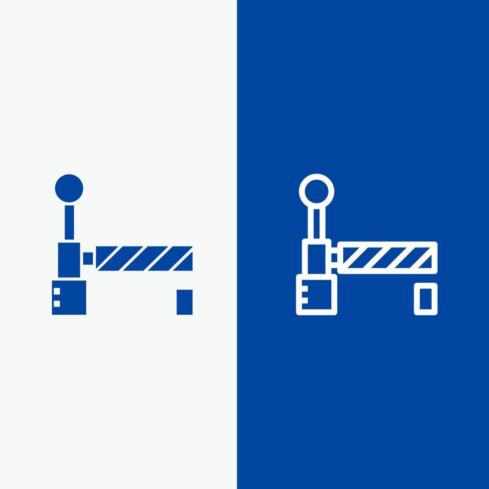 drapeau gare ligne et glyphe icône solide bannière bleue ligne et glyphe icône solide bannière bleue vecteur
