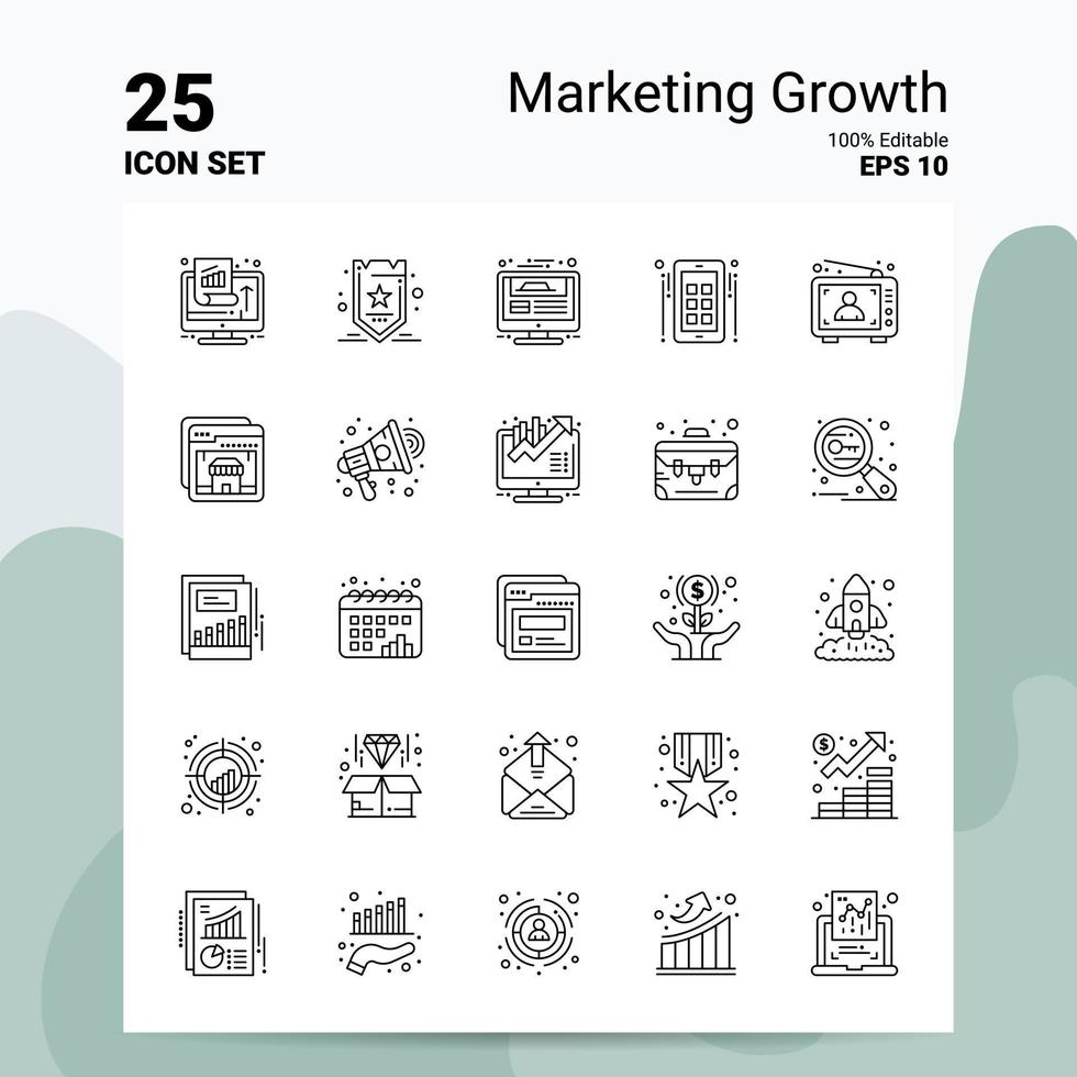 25 jeu d'icônes de croissance marketing 100 fichiers eps modifiables 10 idées de concept de logo d'entreprise conception d'icône de ligne vecteur