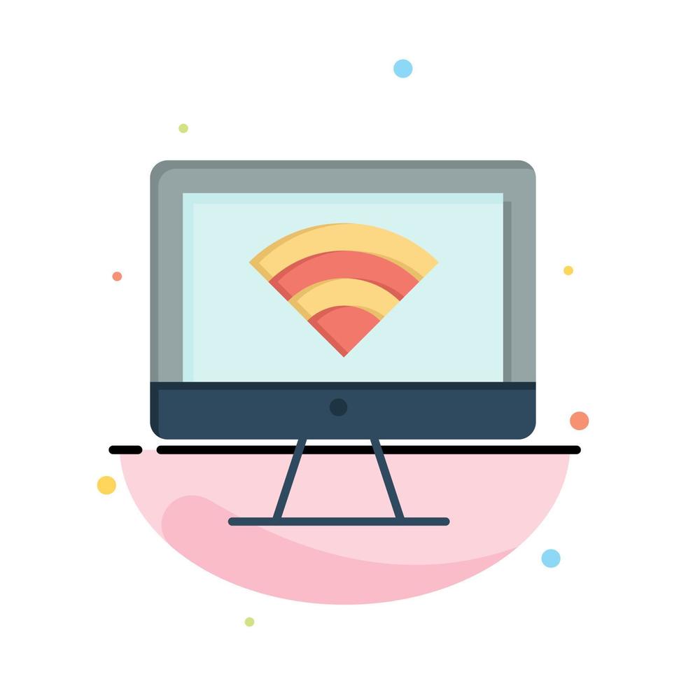 modèle d'icône de couleur plat abstrait de signal wifi de moniteur d'ordinateur vecteur