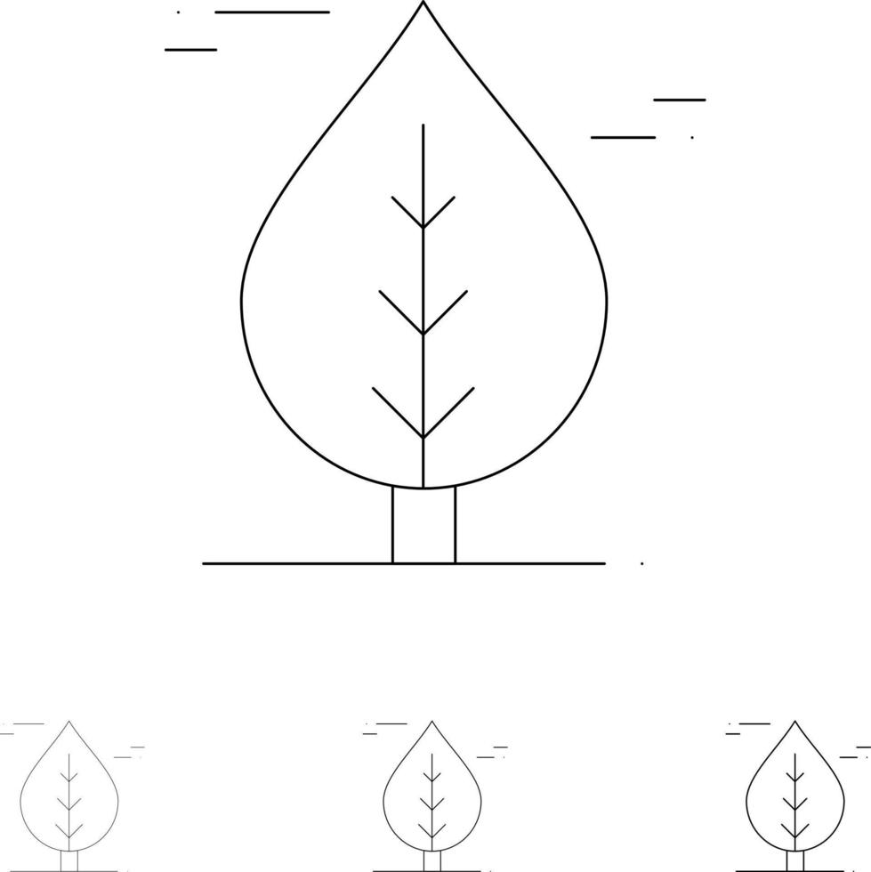 feuille canada plante audacieuse et fine ligne noire jeu d'icônes vecteur