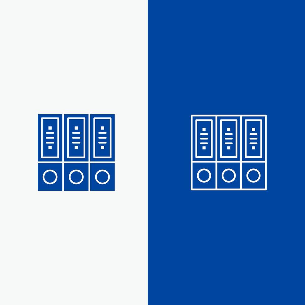 fichiers archives données base de données documents dossiers ligne et glyphe icône solide bannière bleue ligne et glyphe icône solide bannière bleue vecteur