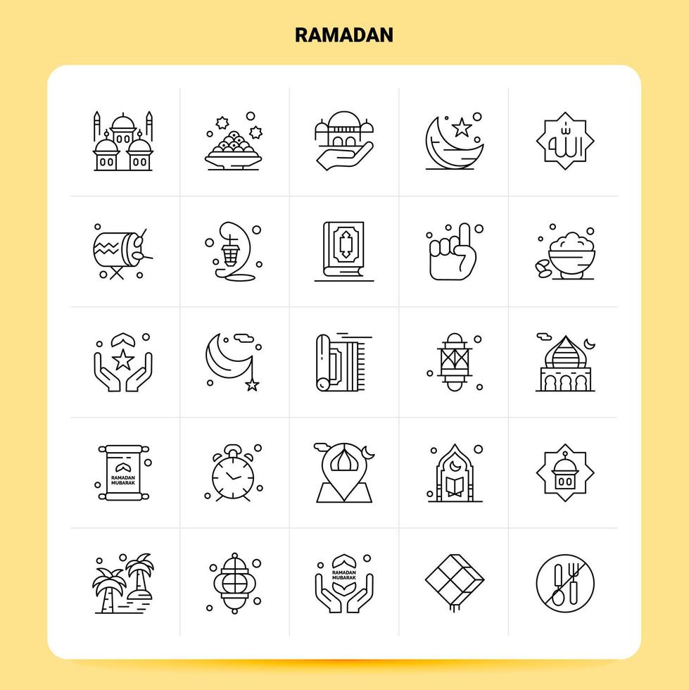 contour 25 ramadan icon set vector line style design black icons set pictogramme linéaire pack web et mobile business ideas design vector illustration