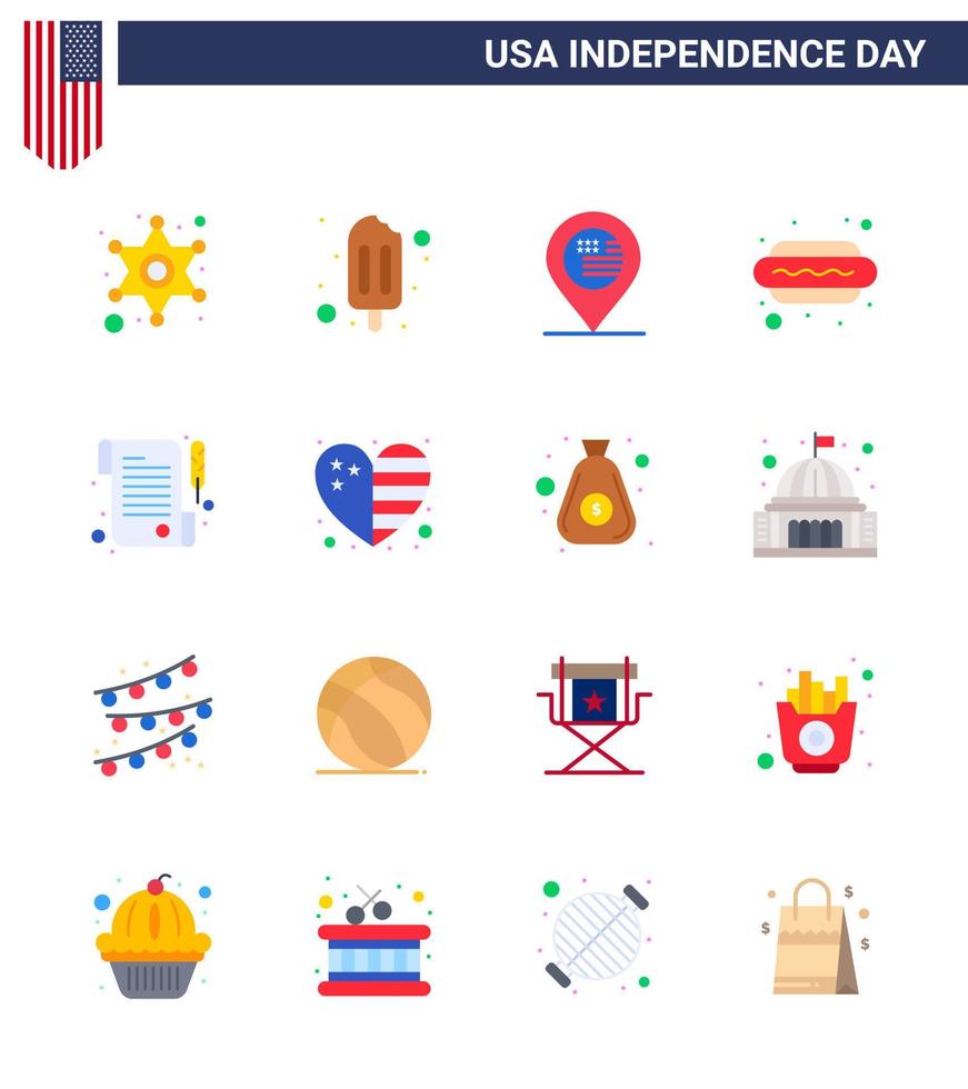 16 usa plat signes fête de l'indépendance symboles de jour papier emplacement hot i dog modifiable usa day vector design elements