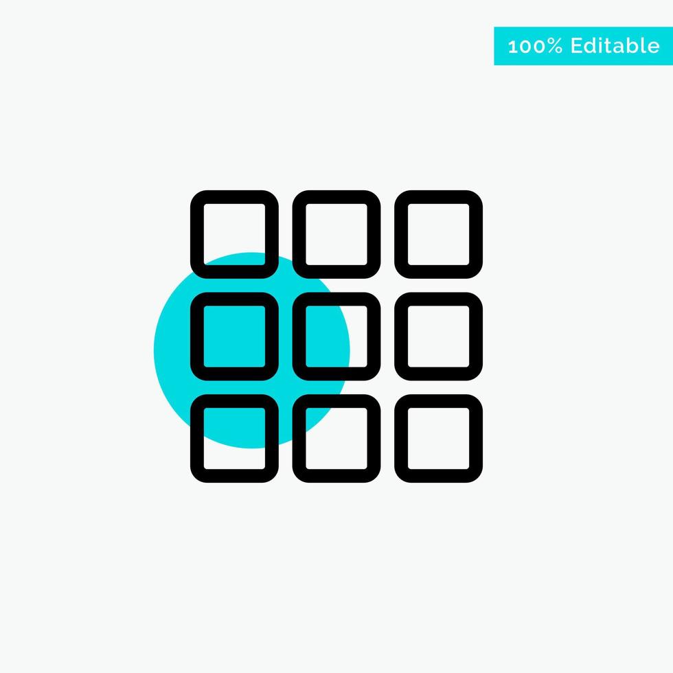 carré de forme de grille web icône de vecteur de point de cercle de surbrillance turquoise