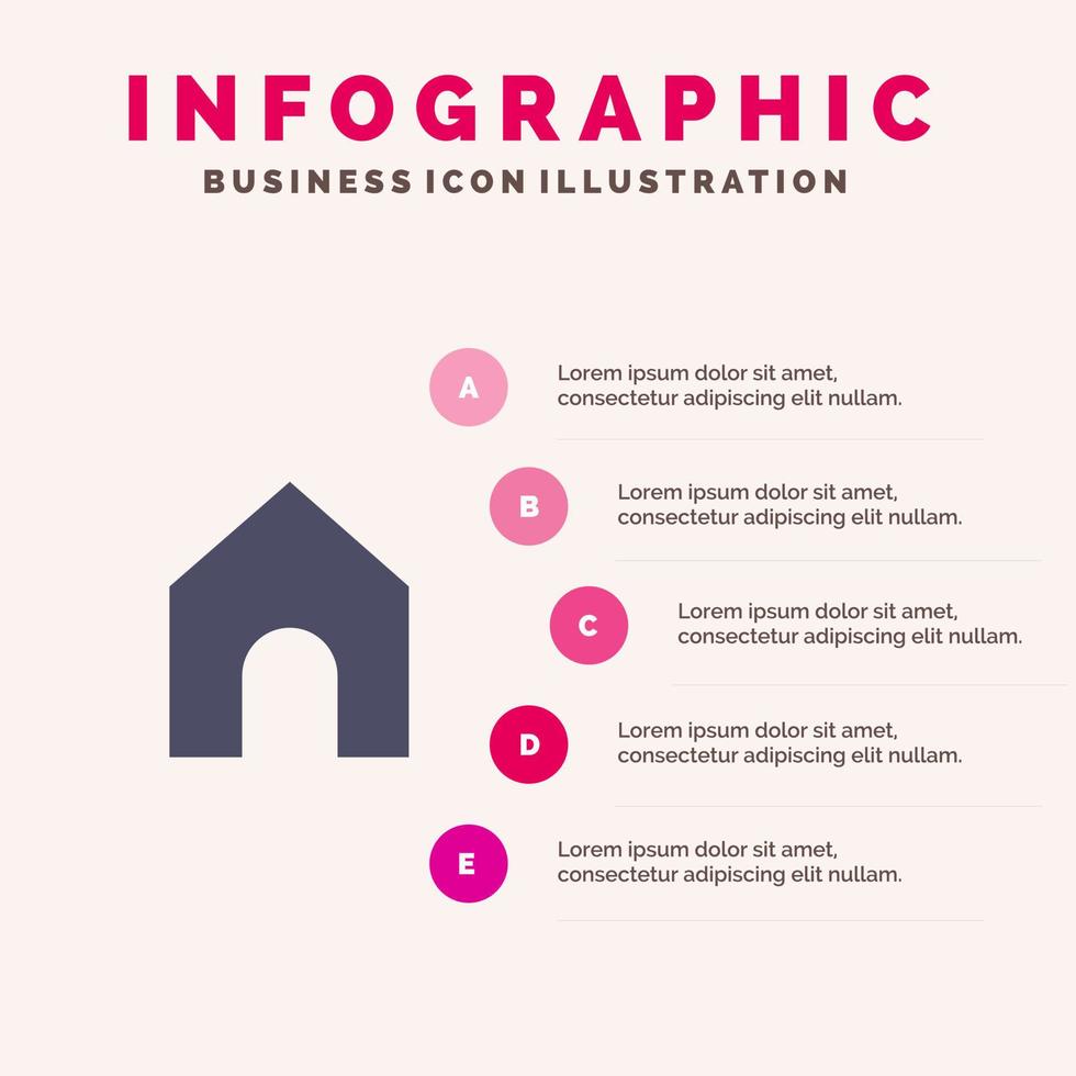 accueil instagram interface solide icône infographie 5 étapes présentation fond vecteur