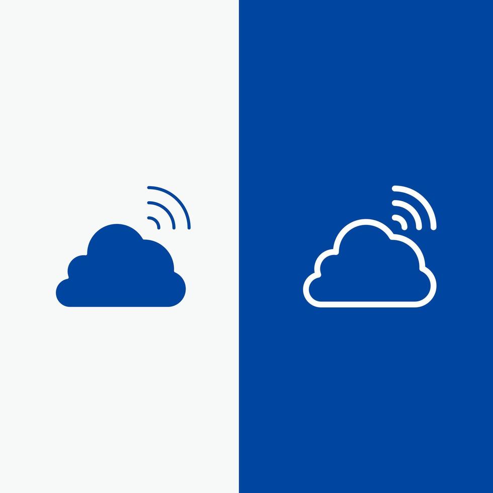 nuage arc en ciel ciel printemps météo ligne et glyphe icône solide bannière bleue ligne et glyphe icône solide bannière bleue vecteur