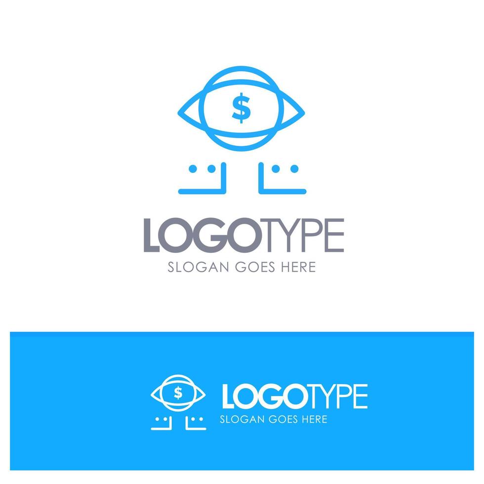 eye dollar marketing numérique bleu contour logo place pour slogan vecteur