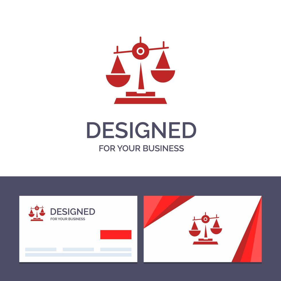 carte de visite créative et modèle de logo équilibre tribunal juge justice loi échelle juridique échelles illustration vectorielle vecteur