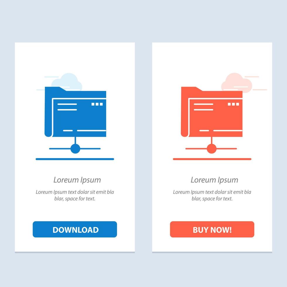 dossier de stockage de serveur de données bleu et rouge téléchargez et achetez maintenant le modèle de carte de widget web vecteur
