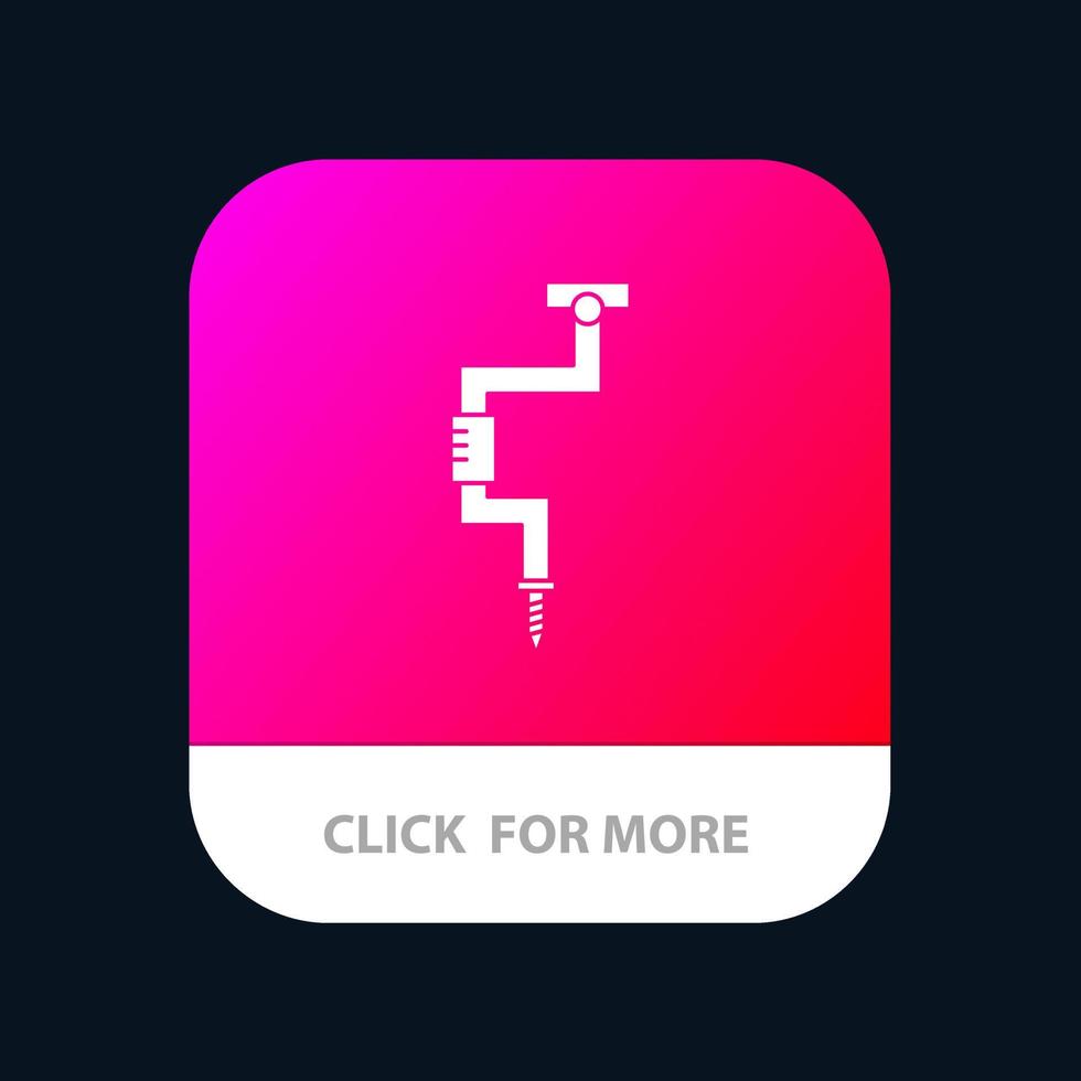 percer l'outil de menuisier outil bien bouton d'application mobile version de glyphe android et ios vecteur