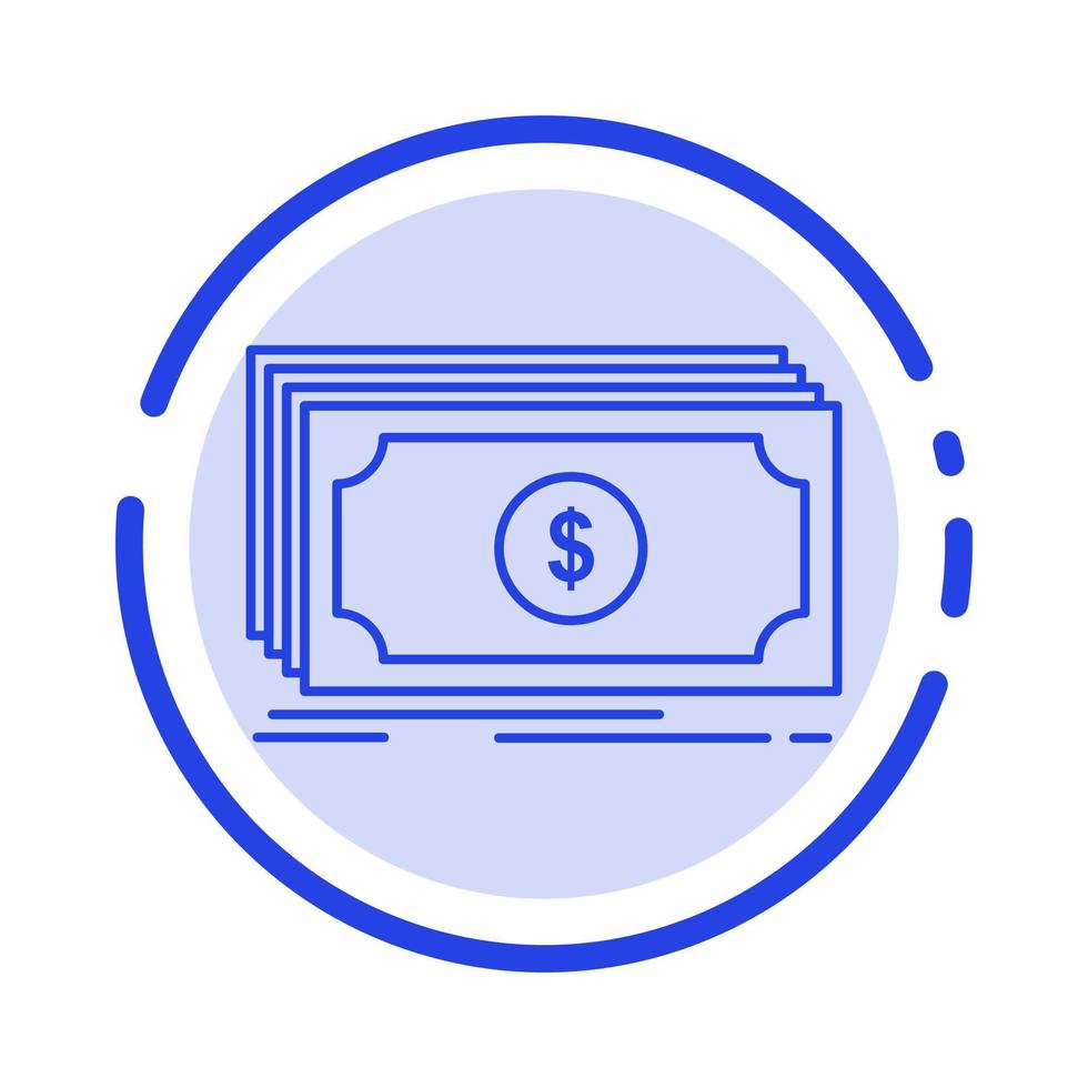 transfert de fonds d'argent icône de ligne en pointillé bleu dollar vecteur