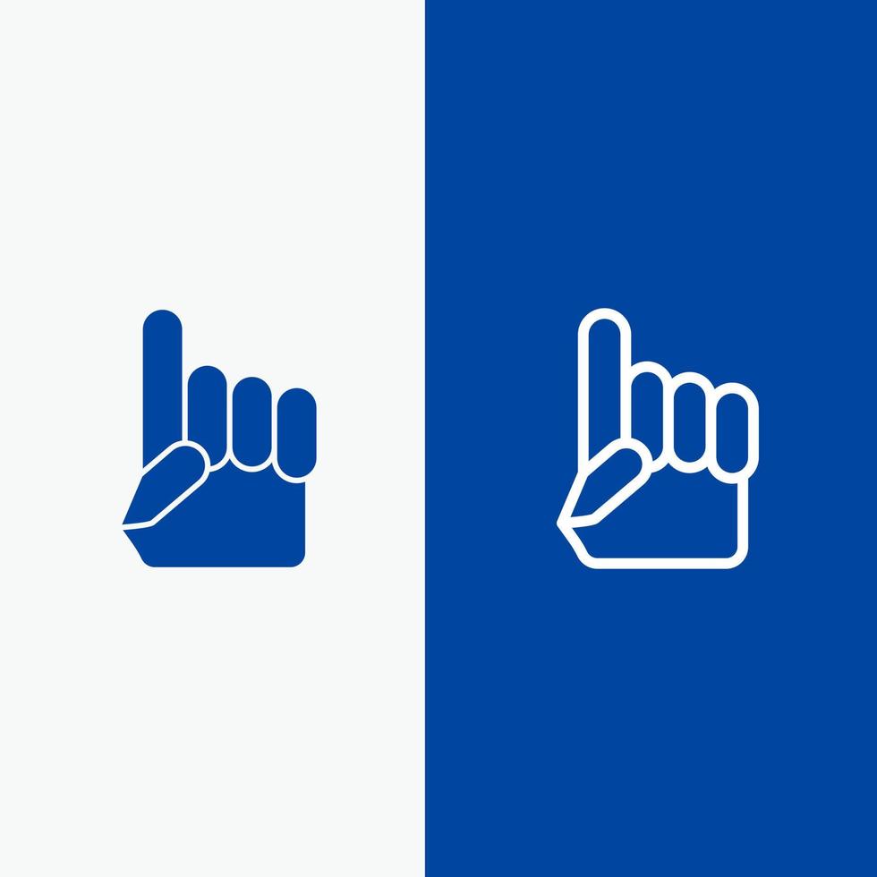 mousse main main usa américain ligne et glyphe icône solide bannière bleue ligne et glyphe icône solide bannière bleue vecteur