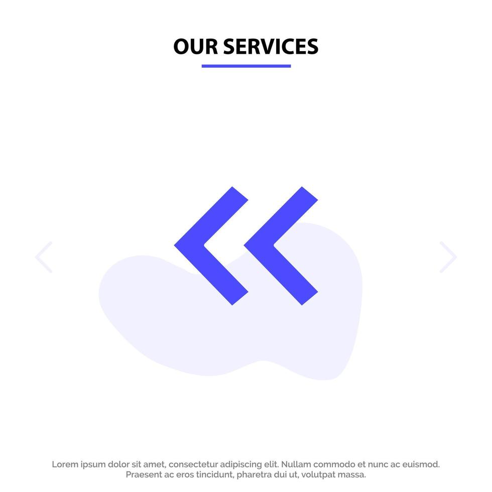 nos services flèche flèches retour solide glyphe icône modèle de carte web vecteur