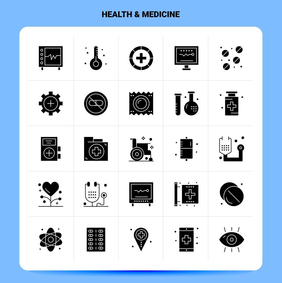 ensemble d'icônes de médecine de santé solide 25 icônes vectorielles de conception de style de glyphe ensemble d'idées d'affaires web et mobiles illustration vectorielle de conception vecteur