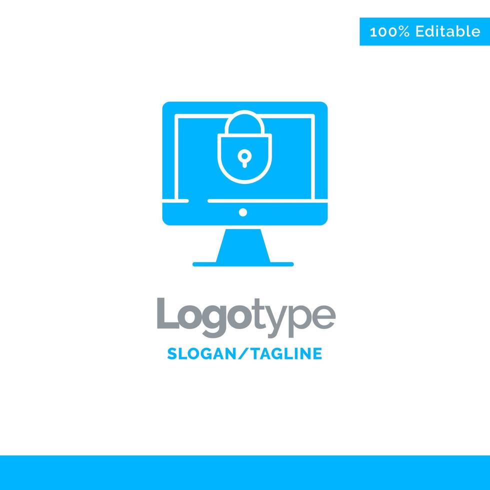 ordinateur internet serrure sécurité bleu solide logo modèle place pour slogan vecteur