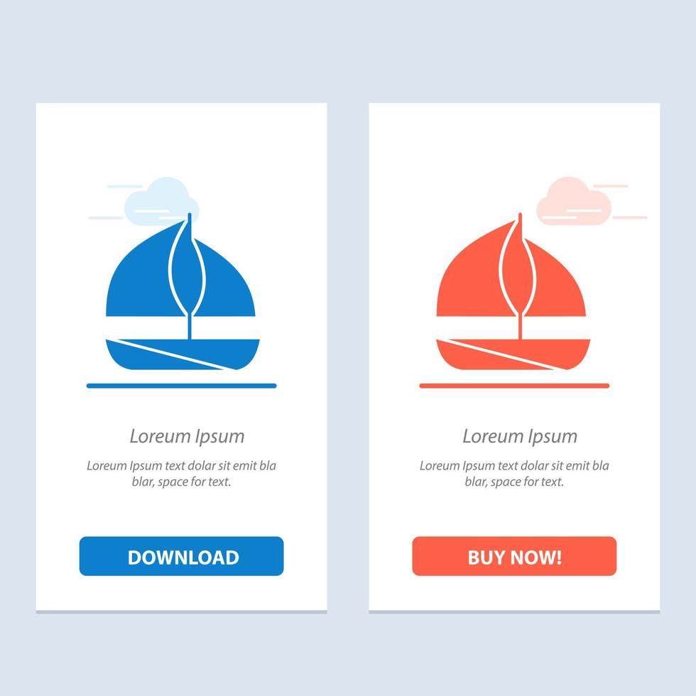 bateau de plage bateau bleu et rouge téléchargez et achetez maintenant le modèle de carte de widget web vecteur