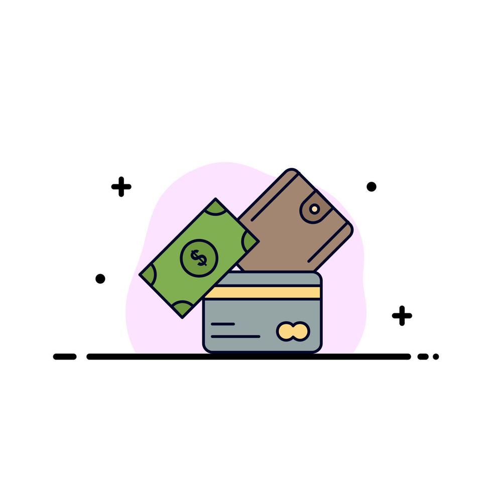 carte de crédit argent monnaie dollar portefeuille plat couleur icône vecteur