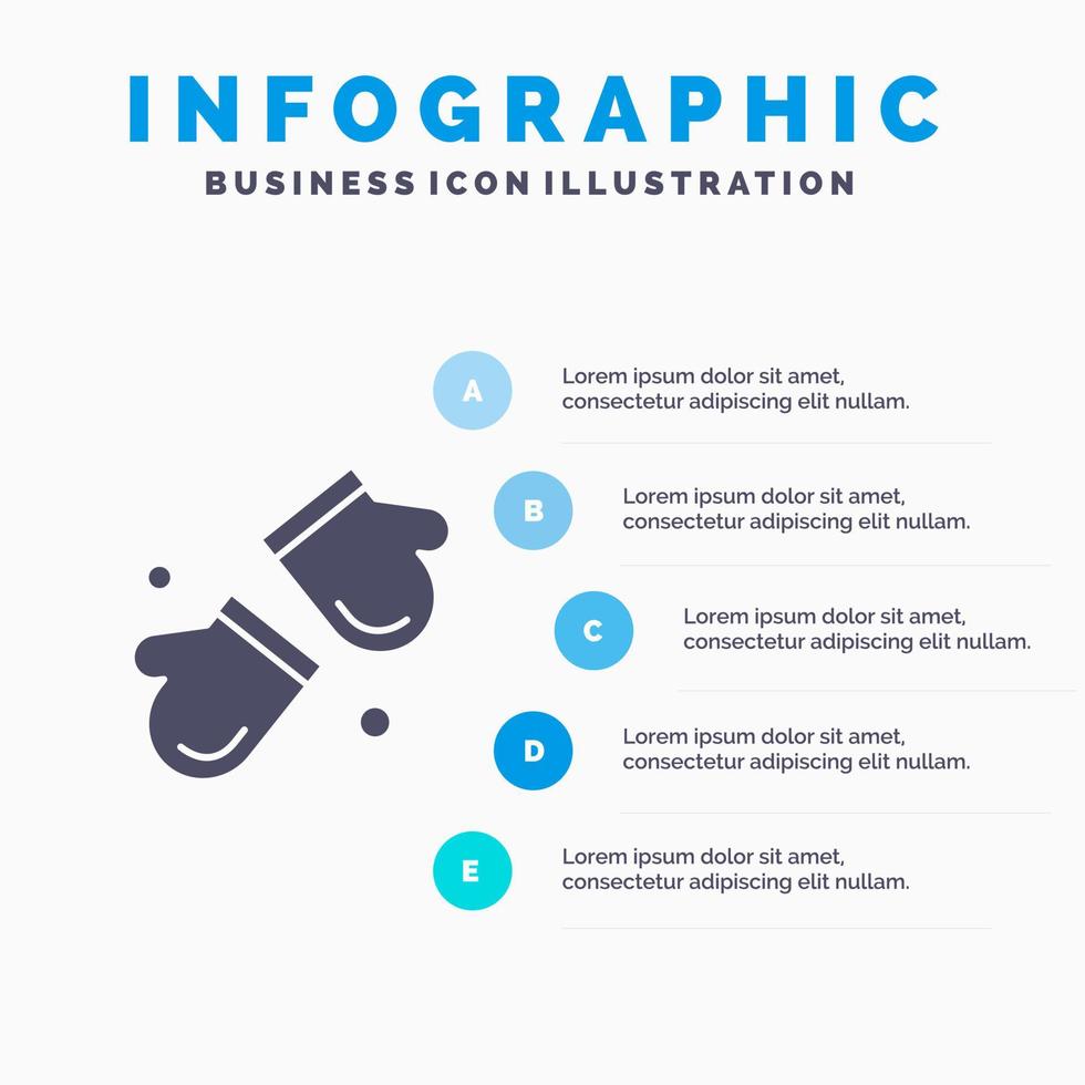 alpine arctique canada gants scandinavie icône solide infographie 5 étapes présentation arrière-plan vecteur