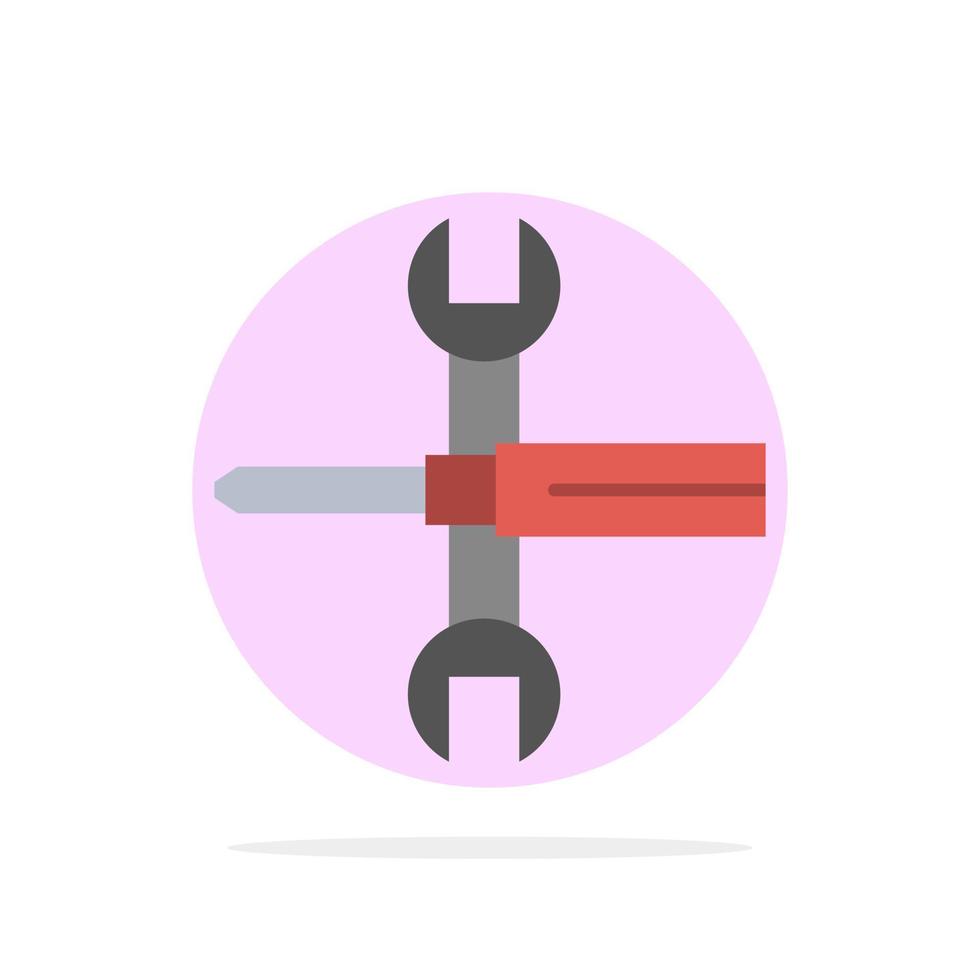 paramètres contrôles tournevis clé outils clé abstrait cercle fond plat couleur icône vecteur