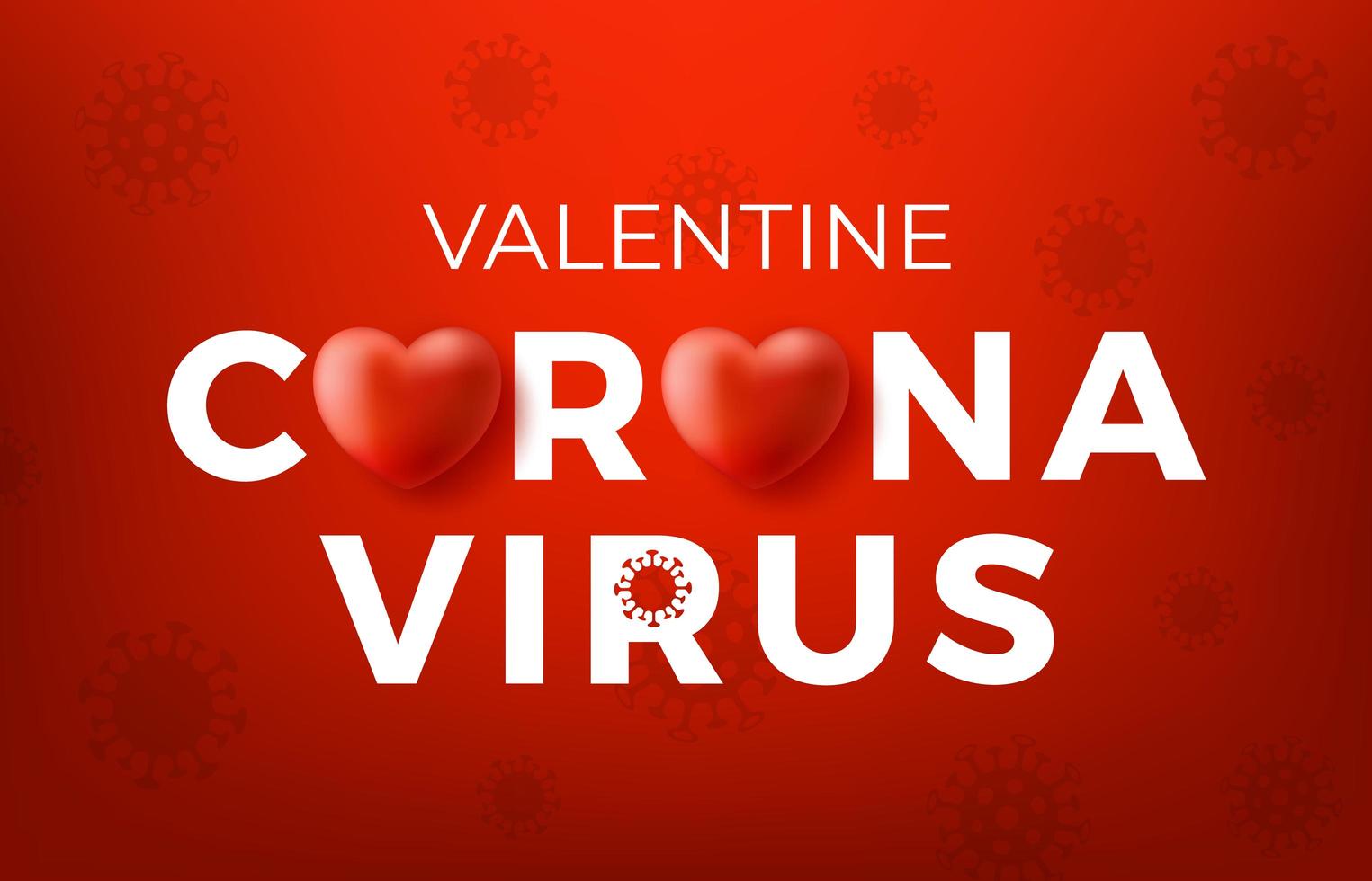 concept de Saint Valentin coronavirus. logo de conception de typographie inscription concept coronavirus covid, maladies contagieuses des personnages lorsqu'ils sont exposés à un virus, illustration vectorielle de virus dangereux vecteur