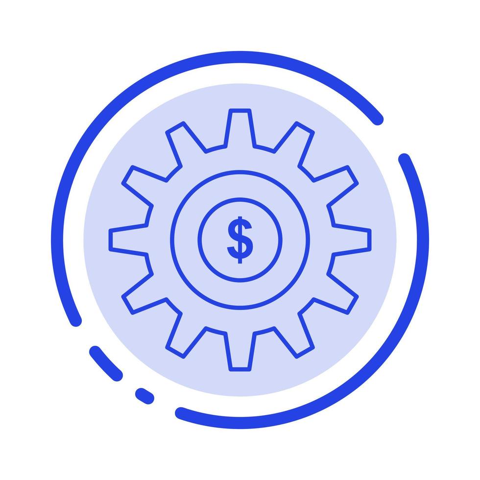 réglage de l'argent succès icône de la ligne en pointillé bleu vecteur