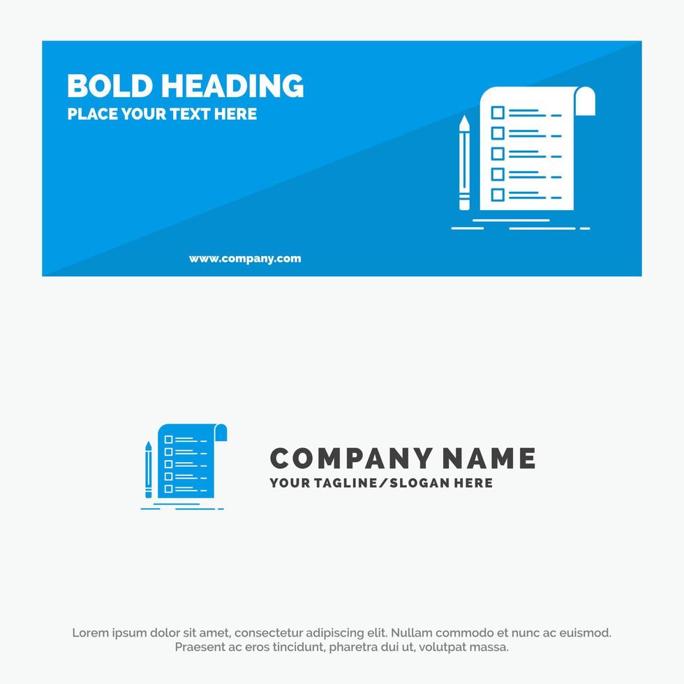 fichier rapport facture carte liste de contrôle icône solide bannière de site Web et modèle de logo d'entreprise vecteur