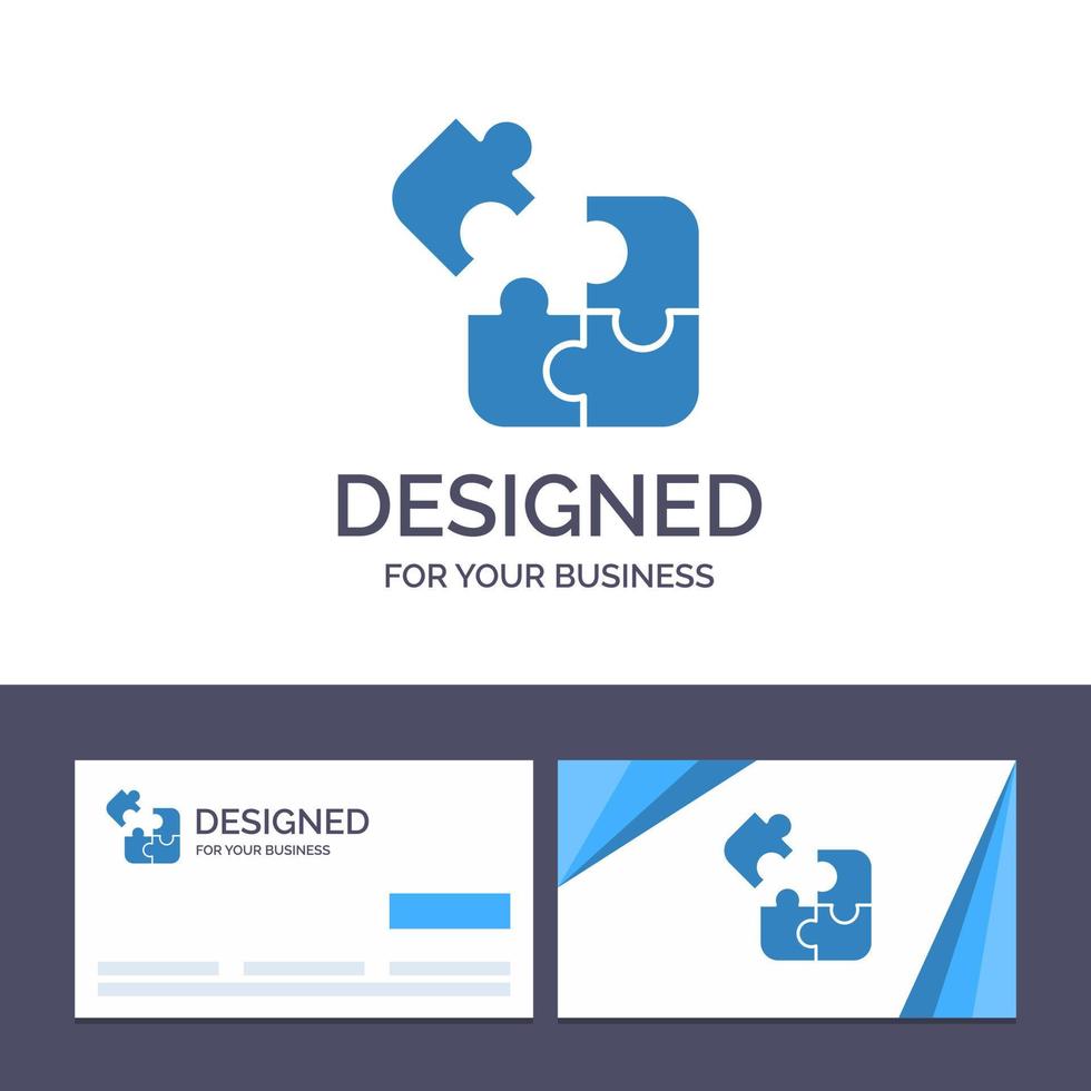 carte de visite créative et modèle de logo logique de jeu d'entreprise puzzle carré illustration vectorielle vecteur