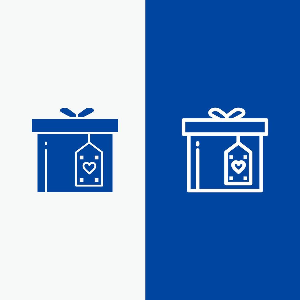 boîte cadeau boîte surprise livraison ligne et glyphe icône solide bannière bleue ligne et glyphe icône solide bannière bleue vecteur
