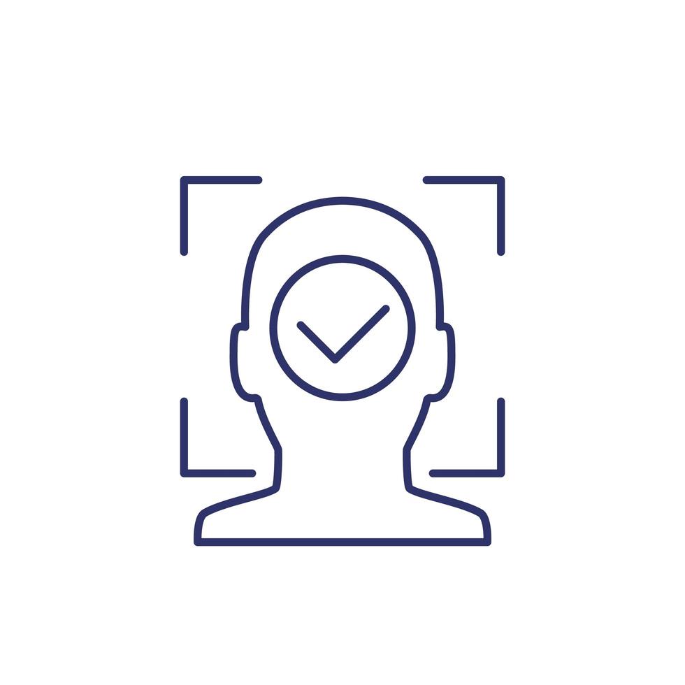 icône de reconnaissance faciale, vecteur de ligne de balayage de visage biométrique