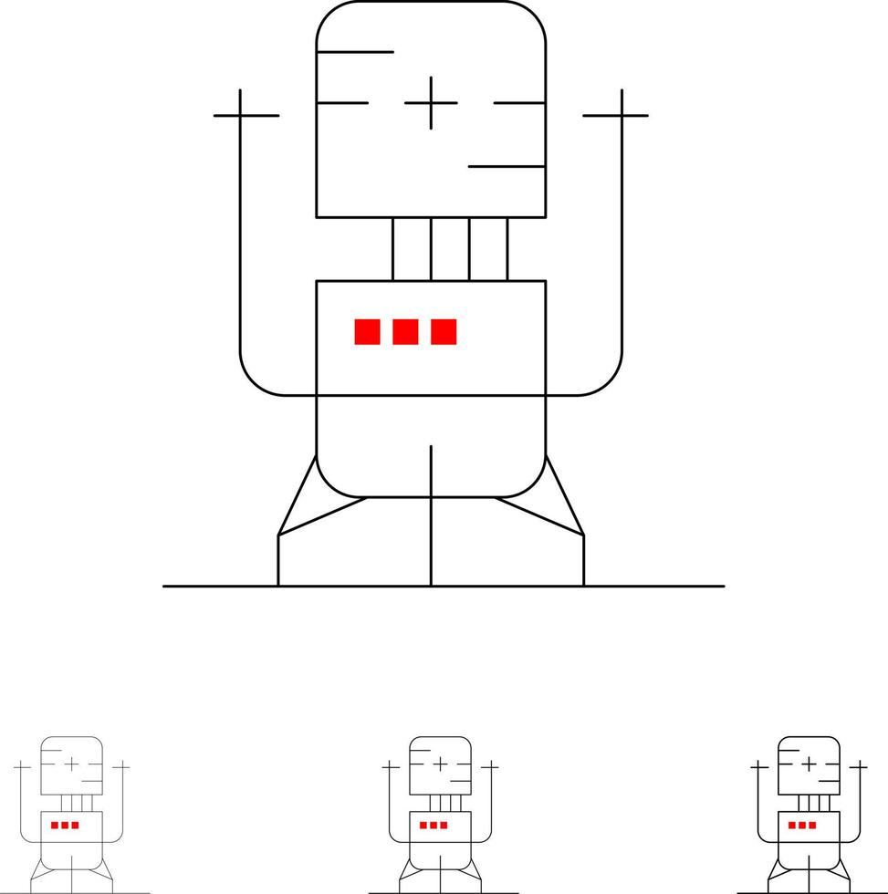 biochip bot future machine medical bold et fine ligne noire icon set vecteur