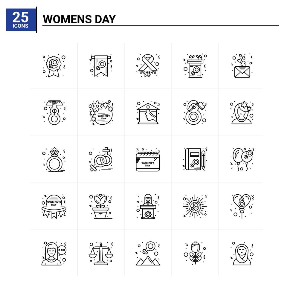 25 icônes de la journée des femmes définies fond vectoriel