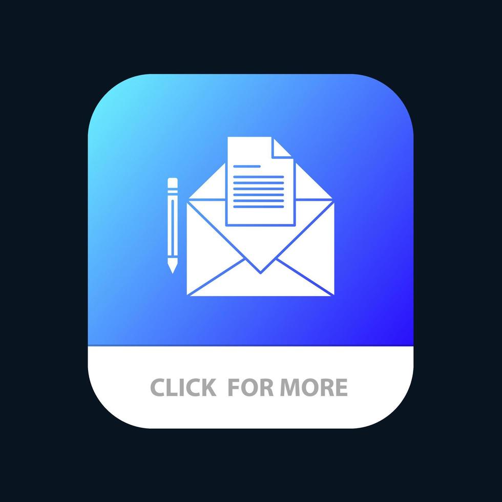 message électronique lettre de télécopie bouton d'application mobile version de glyphe android et ios vecteur