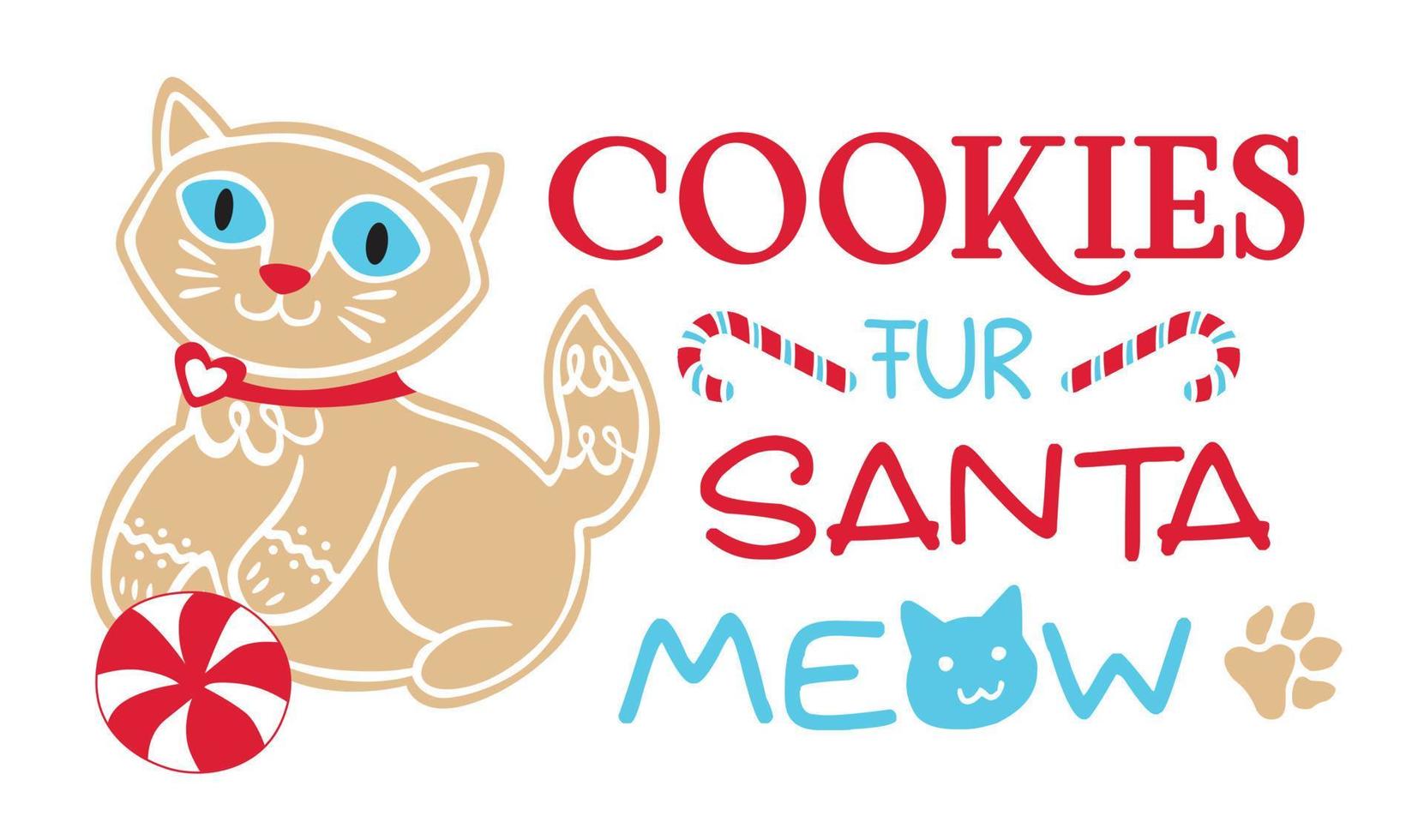 biscuits fourrure santa meow, biscuits de noël pour animal de compagnie vecteur