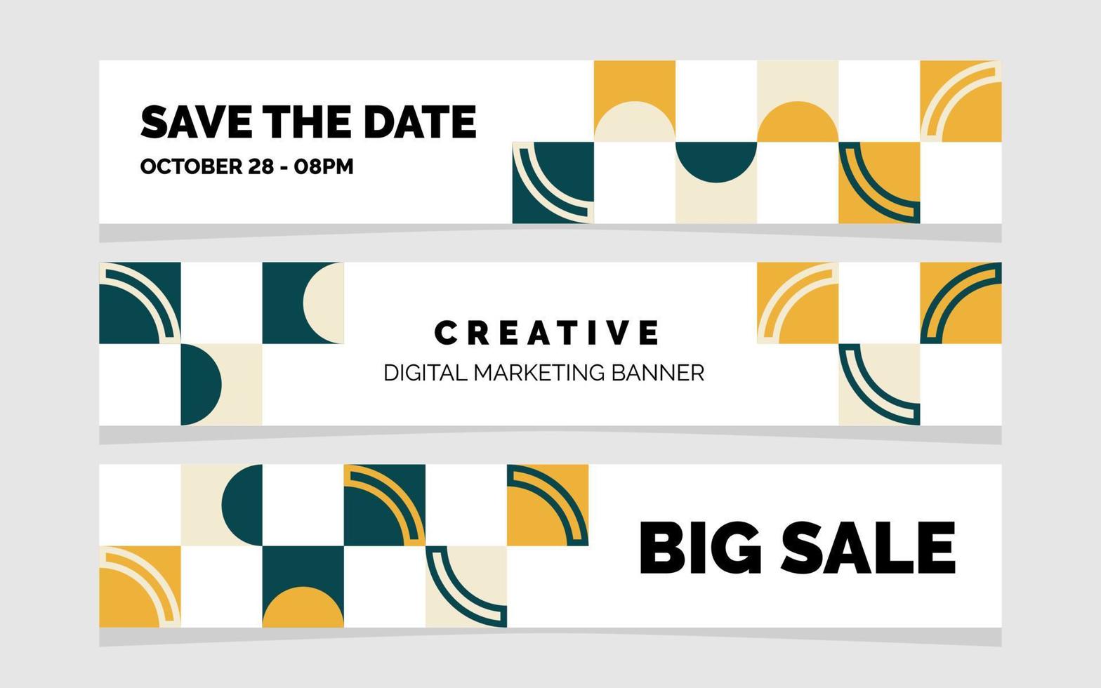 Réserve cette date. marketing numérique créatif et bannière géométrique de grande vente vecteur