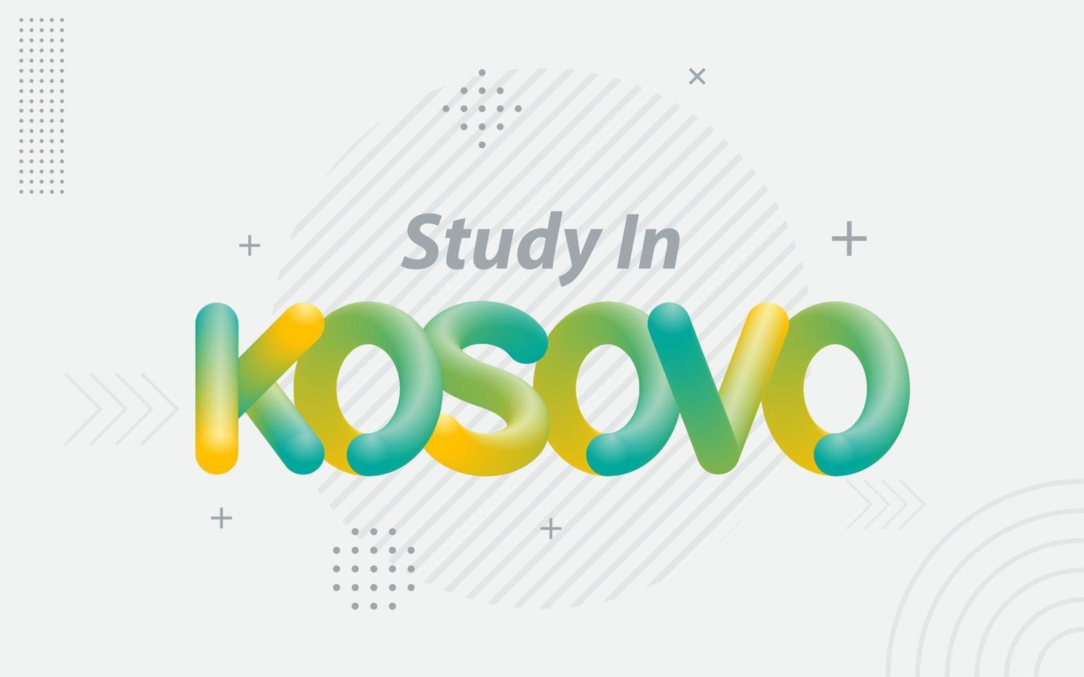étudier au kosovo. typographie créative avec effet de mélange 3d vecteur