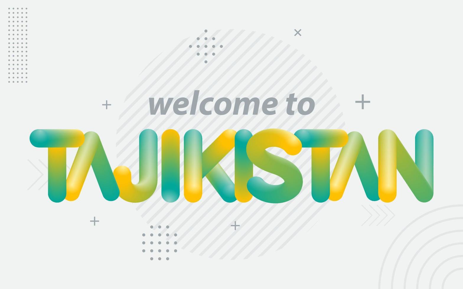 bienvenue au tadjikistan. typographie créative avec effet de mélange 3d vecteur