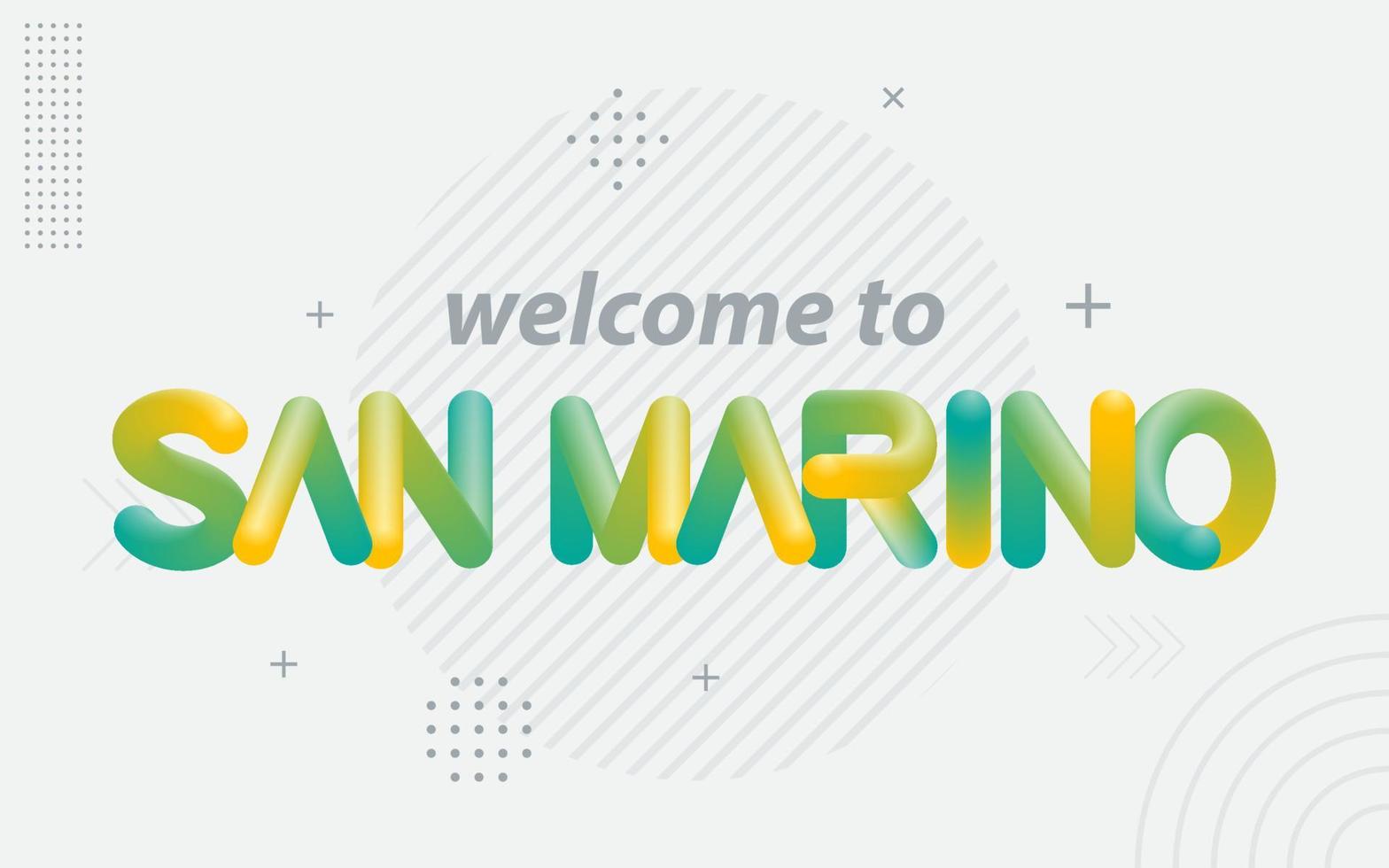 Bienvenue à Saint-Marin. typographie créative avec effet de mélange 3d vecteur