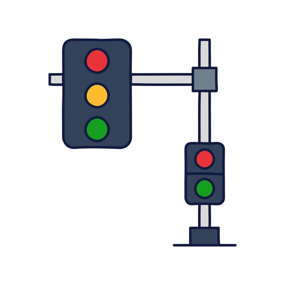 vecteur d'icône de feux de circulation de la collection de l'école de conduite dans un style doodle fine ligne feux de signalisation contour icône illustration vectorielle.