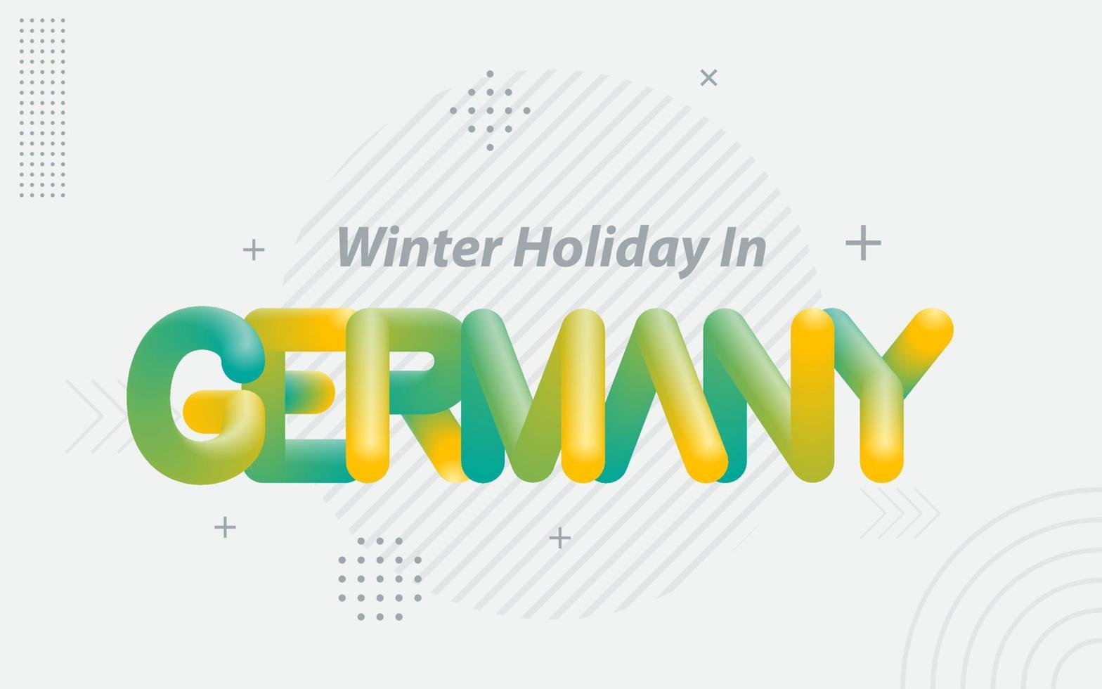 vacances d'hiver en allemagne. typographie créative avec effet de mélange 3d vecteur